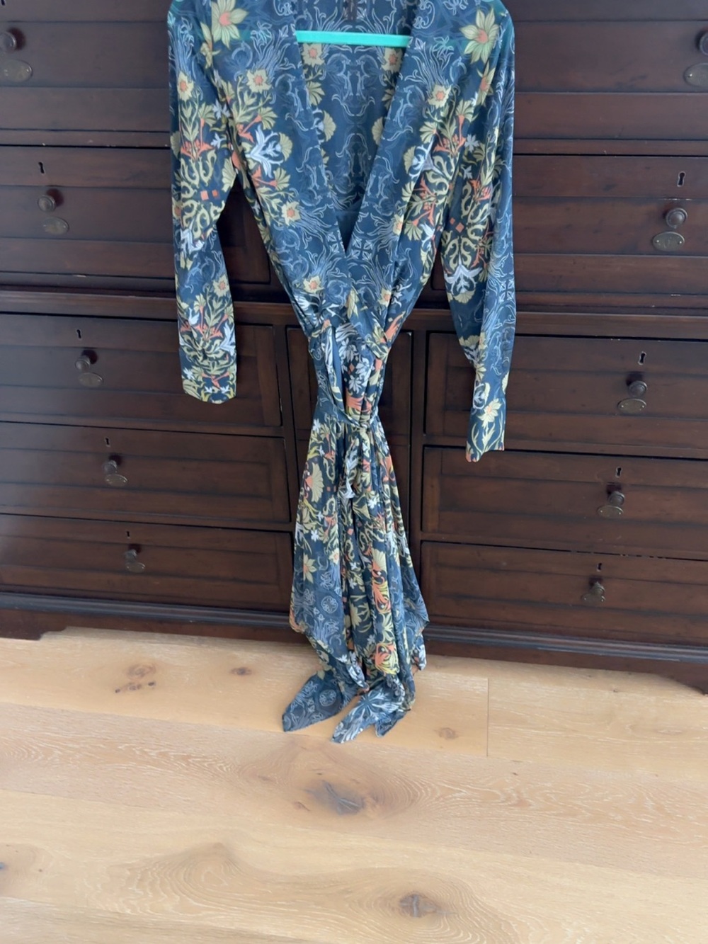 BCBGMaxAzria Navy Floral Asymmetrical Wrap Dress